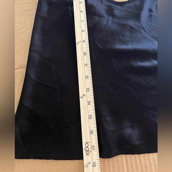 ENZA COSTA SZ MED BLACK RAYON SATIN CAMI ADJUSTABLE STRAPS FEMININE DRESSY - Picture 7 of 8